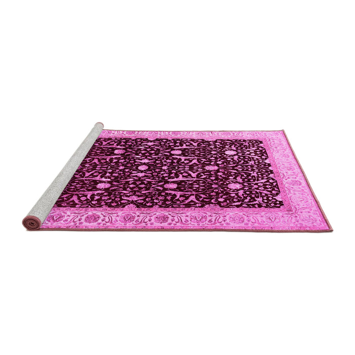 Sideview of Machine Washable Persian Pink Traditional Rug, wshtr2084pnk