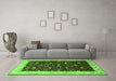 Machine Washable Persian Green Traditional Area Rugs in a Living Room,, wshtr2084grn