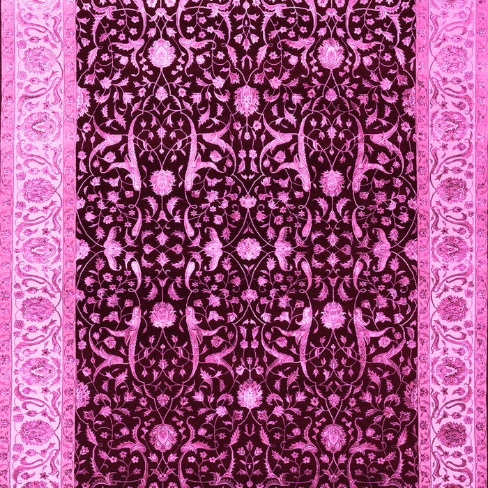 Machine Washable Persian Pink Traditional Rug, wshtr2084pnk