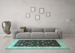 Machine Washable Persian Light Blue Traditional Rug in a Living Room, wshtr2084lblu