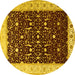 Round Machine Washable Persian Yellow Traditional Rug, wshtr2084yw