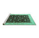 Sideview of Machine Washable Persian Turquoise Traditional Area Rugs, wshtr2084turq