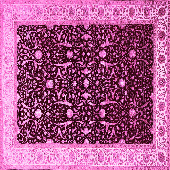 Square Machine Washable Persian Pink Traditional Rug, wshtr2084pnk