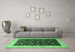 Machine Washable Persian Emerald Green Traditional Area Rugs in a Living Room,, wshtr2084emgrn