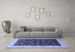 Machine Washable Persian Blue Traditional Rug in a Living Room, wshtr2084blu