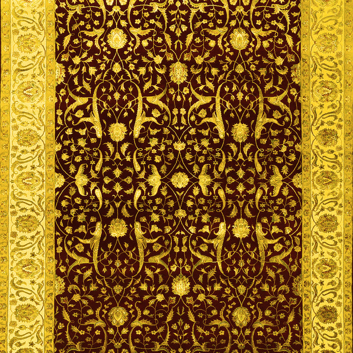 Machine Washable Persian Yellow Traditional Rug, wshtr2084yw