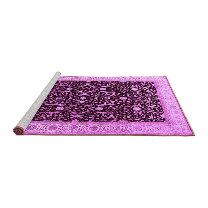 Sideview of Machine Washable Persian Purple Traditional Area Rugs, wshtr2084pur