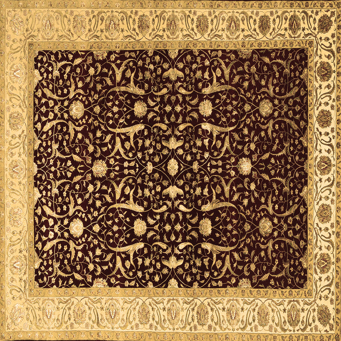 Square Machine Washable Persian Brown Traditional Rug, wshtr2084brn