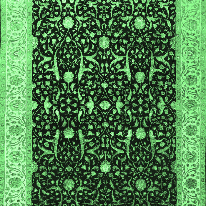 Machine Washable Persian Emerald Green Traditional Area Rugs, wshtr2084emgrn