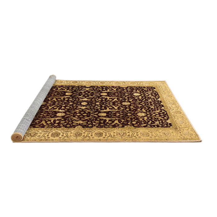 Sideview of Machine Washable Persian Brown Traditional Rug, wshtr2084brn
