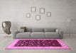 Machine Washable Persian Pink Traditional Rug in a Living Room, wshtr2084pnk