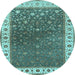 Round Machine Washable Persian Light Blue Traditional Rug, wshtr2085lblu