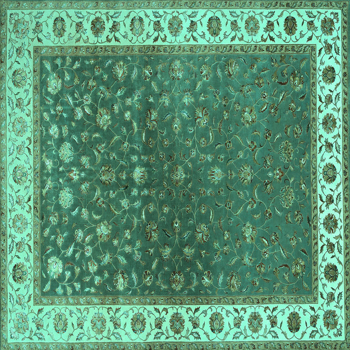 Square Machine Washable Persian Turquoise Traditional Area Rugs, wshtr2085turq
