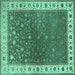 Square Machine Washable Persian Turquoise Traditional Area Rugs, wshtr2085turq