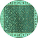 Round Machine Washable Persian Turquoise Traditional Area Rugs, wshtr2085turq