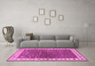 Machine Washable Persian Pink Traditional Rug in a Living Room, wshtr2085pnk