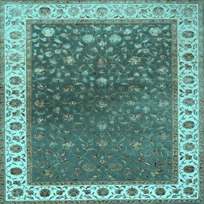 Square Machine Washable Persian Light Blue Traditional Rug, wshtr2085lblu