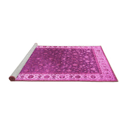 Sideview of Machine Washable Persian Pink Traditional Rug, wshtr2085pnk