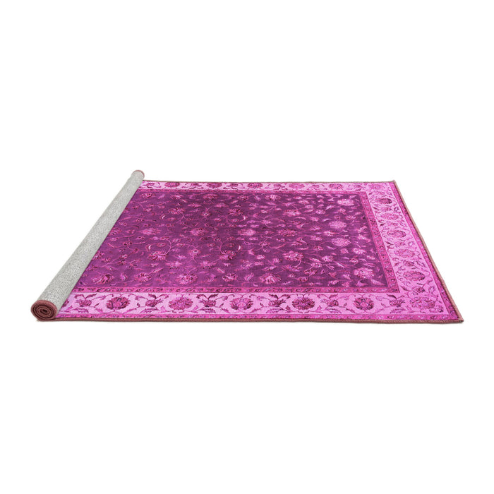 Sideview of Machine Washable Persian Pink Traditional Rug, wshtr2085pnk