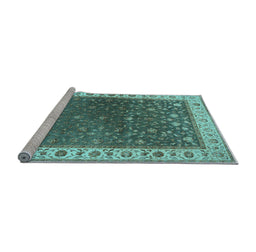 Sideview of Machine Washable Persian Light Blue Traditional Rug, wshtr2085lblu