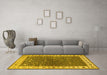 Machine Washable Persian Yellow Traditional Rug in a Living Room, wshtr2085yw