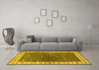 Machine Washable Persian Yellow Traditional Rug, wshtr2085yw