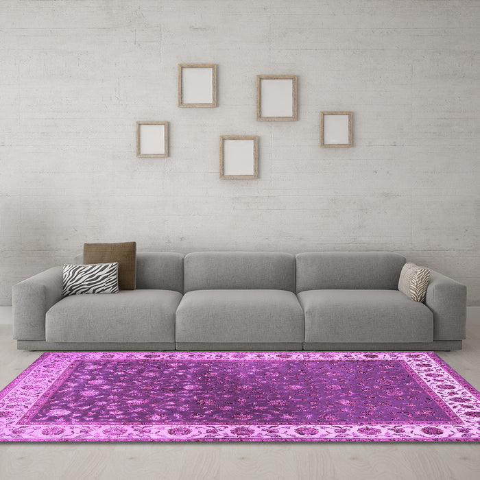 Machine Washable Persian Purple Traditional Area Rugs in a Living Room, wshtr2085pur