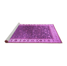 Sideview of Machine Washable Persian Purple Traditional Area Rugs, wshtr2085pur