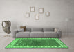 Machine Washable Persian Emerald Green Traditional Area Rugs in a Living Room,, wshtr2085emgrn