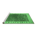 Sideview of Machine Washable Persian Emerald Green Traditional Area Rugs, wshtr2085emgrn