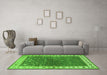 Machine Washable Persian Green Traditional Area Rugs in a Living Room,, wshtr2085grn