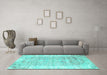 Machine Washable Persian Turquoise Traditional Area Rugs in a Living Room,, wshtr2086turq