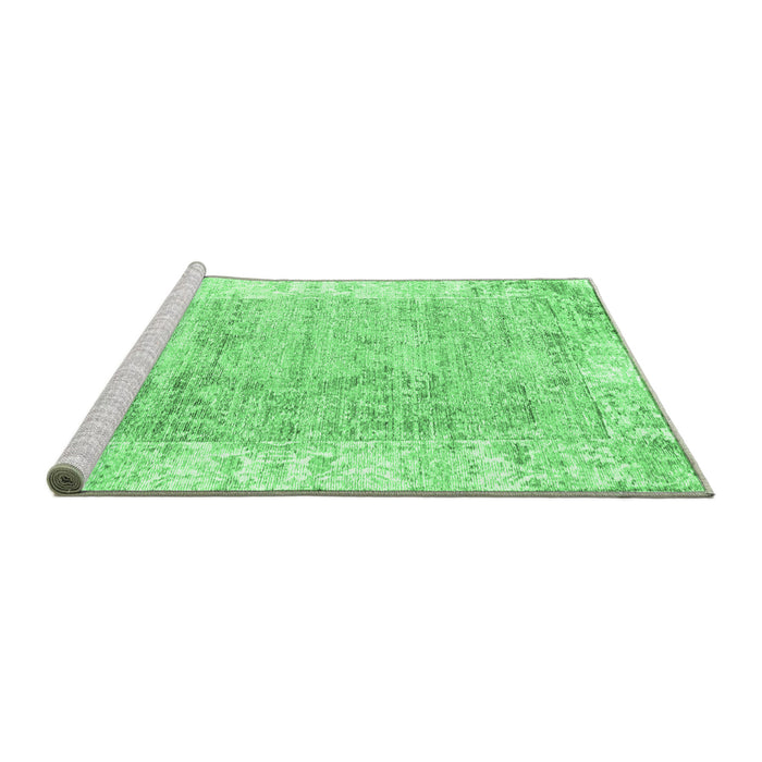 Sideview of Machine Washable Persian Emerald Green Traditional Area Rugs, wshtr2086emgrn