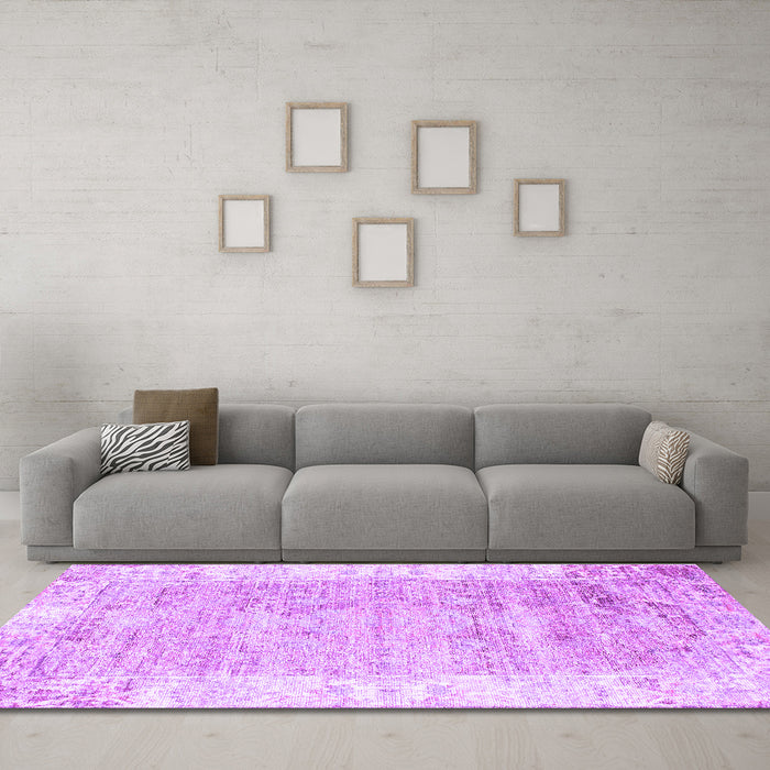 Machine Washable Persian Purple Traditional Area Rugs in a Living Room, wshtr2086pur