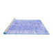 Sideview of Machine Washable Persian Blue Traditional Rug, wshtr2086blu