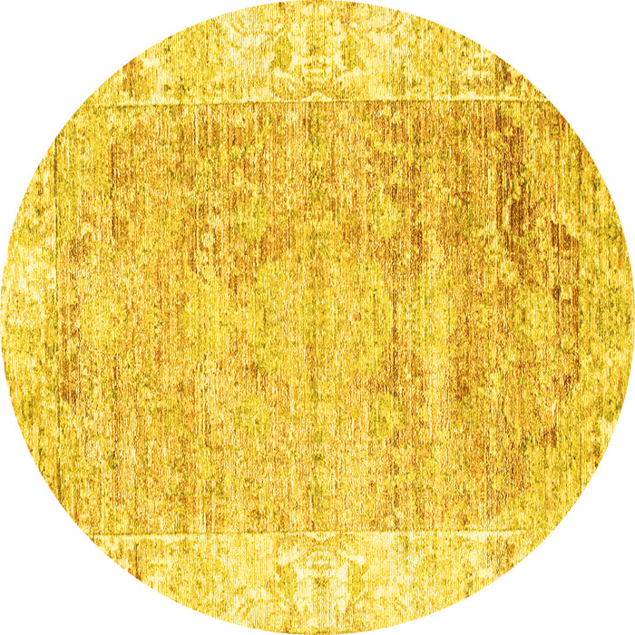 Round Persian Yellow Traditional Rug, tr2086yw