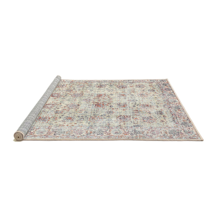 Sideview of Machine Washable Traditional White Gold Rug, wshtr2087