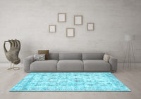 Machine Washable Persian Light Blue Traditional Rug, wshtr2087lblu