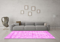 Machine Washable Persian Pink Traditional Rug, wshtr2087pnk