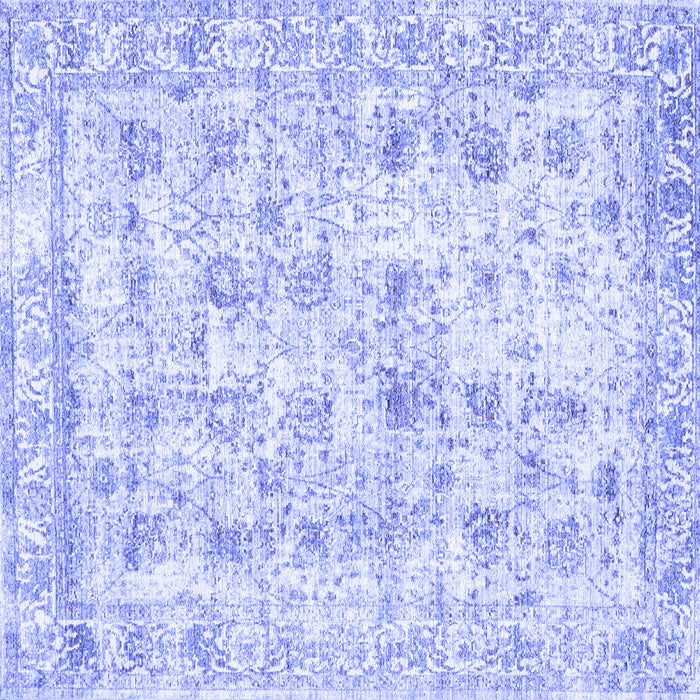 Square Machine Washable Persian Blue Traditional Rug, wshtr2087blu
