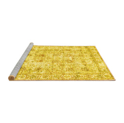 Sideview of Machine Washable Persian Yellow Traditional Rug, wshtr2087yw