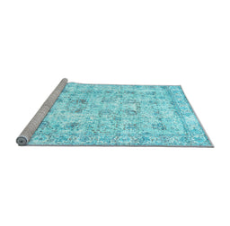 Sideview of Machine Washable Persian Light Blue Traditional Rug, wshtr2087lblu