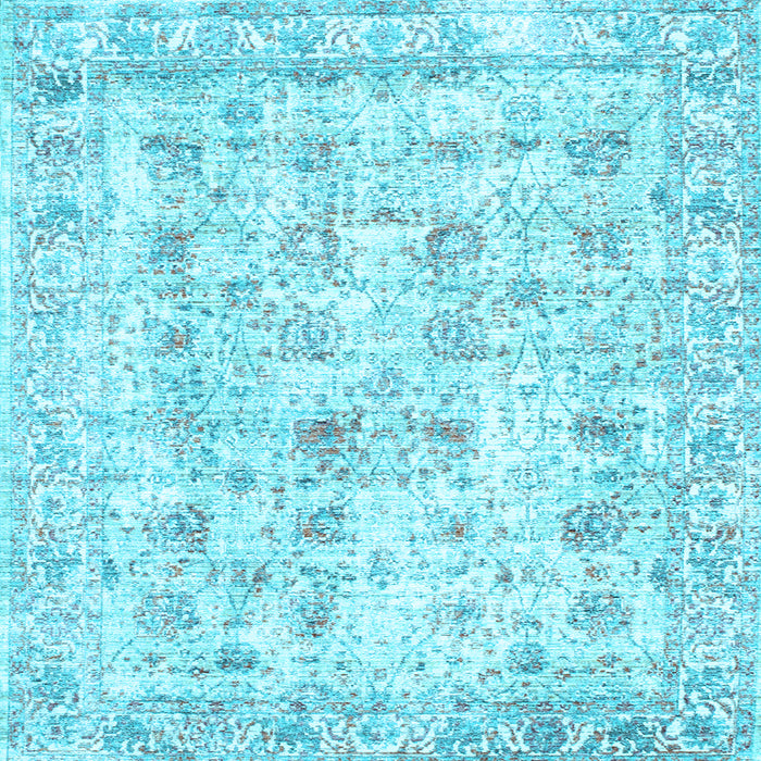 Square Machine Washable Persian Light Blue Traditional Rug, wshtr2087lblu