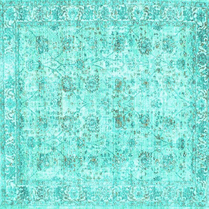 Square Machine Washable Persian Turquoise Traditional Area Rugs, wshtr2087turq