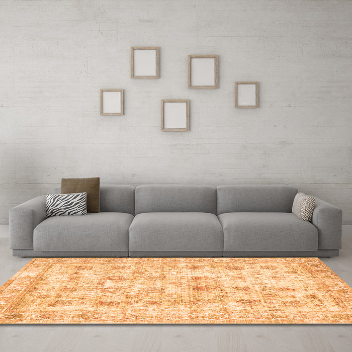 Machine Washable Persian Orange Traditional Area Rugs in a Living Room, wshtr2087org