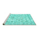 Sideview of Machine Washable Persian Turquoise Traditional Area Rugs, wshtr2087turq