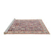 Sideview of Machine Washable Traditional Desert Sand Beige Rug, wshtr2088