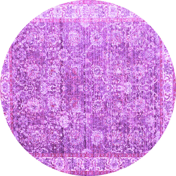 Round Machine Washable Persian Purple Traditional Area Rugs, wshtr2088pur