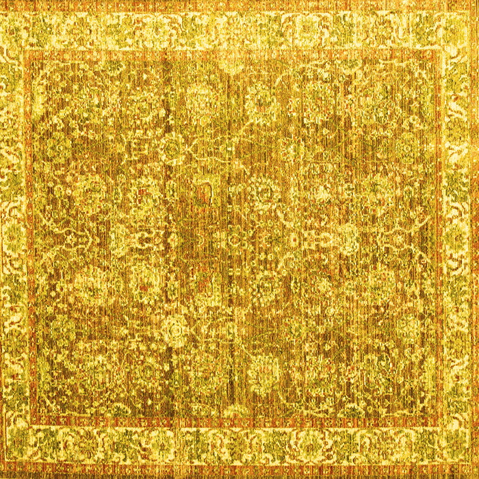 Square Machine Washable Persian Yellow Traditional Rug, wshtr2088yw