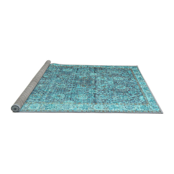 Sideview of Machine Washable Persian Light Blue Traditional Rug, wshtr2088lblu